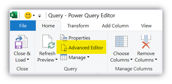 Power Query Advanced Editor
